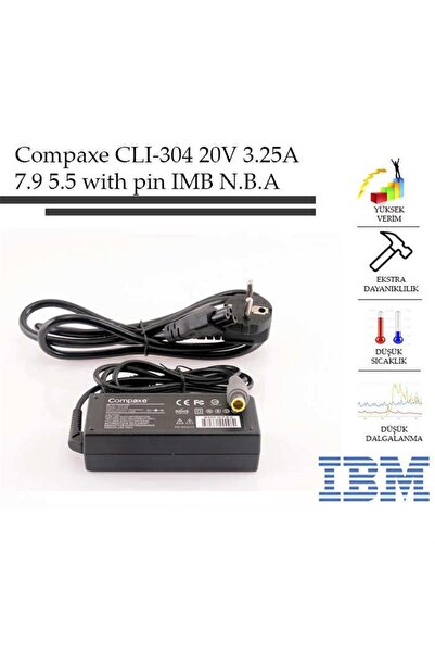COMPAXE Data-L595 Cli-304 Ibm- 20V-3.25A 7.9-5.5-with Pin Notebook Adapter