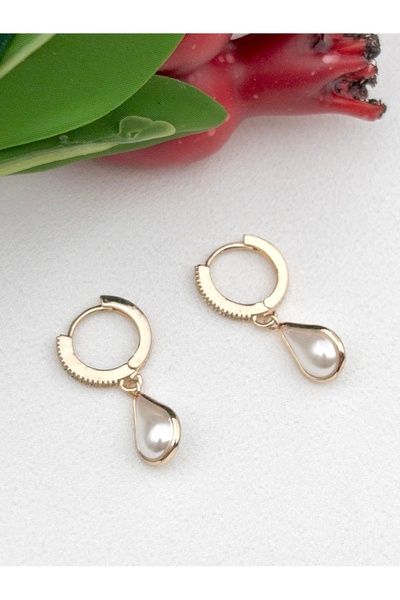 Siya Silver Damla İncili ve Zirkon Taşlı Çelik Küpe - 2,9 cm