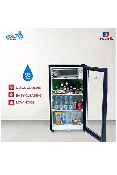 Fujika Glass Door Refrigerator with Top Freezer