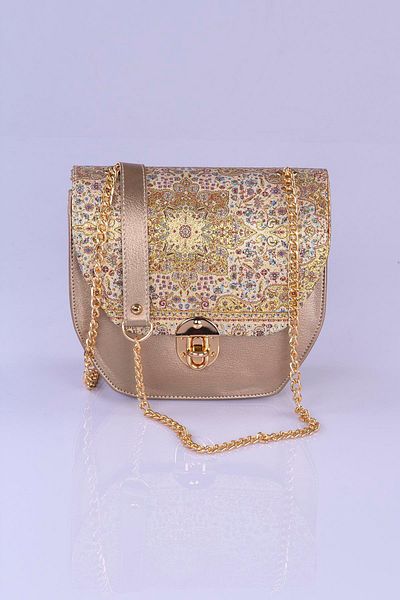 MODA Colorful Ethnic Kilim Patterned Women's Shoulder Bag – Bohemian Style, Chain Strap, Lock Cover