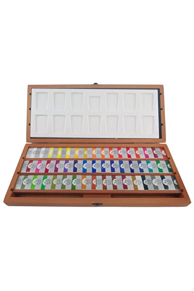 Afra Artists Water Colours Sulu Boya Tam Tablet Seti Ahşap Kutu 64lü Özel Pro...