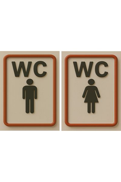 sıradışıhediyem Wc Set of 2 Warning Sign 20X15Cm Metal