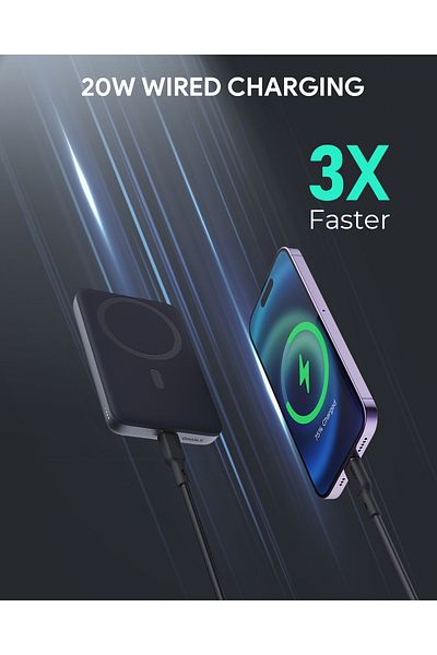 AUKEY 20W 6,700mAh MagLink Powerbank with foldable stand - PB-MS01 Black