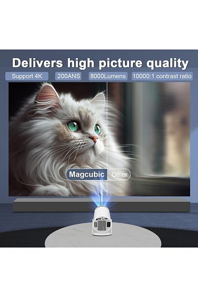 Generic Mini proiector portabil, Suport 1080P, WiFi 6 BT 5.0, 180 de grade, Android 11.0