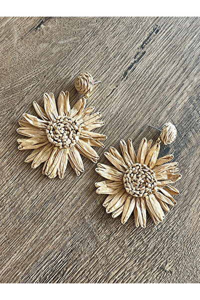 Büyük Hanım Sun Flower Beach Style Handmade Raffia Earrings
