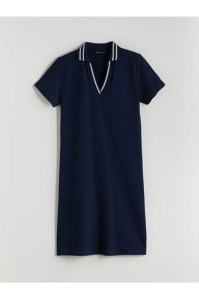 LC Waikiki Φόρεμα LCWAIKIKI Classic Navy Blue Polo με λαιμόκοψη σε γραμμή Α