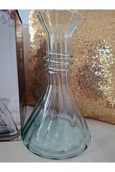 Decovio Glass Vase Water Green Modern Stylish Style Vase 1 Piece 26 cm