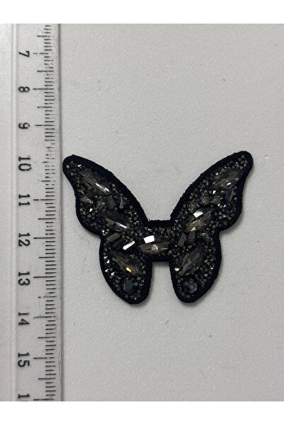 Iron-On Shiny Black Gemstone Butterfly Applique Crystal Gemstone Shoes, Bags & Clothing Accessories