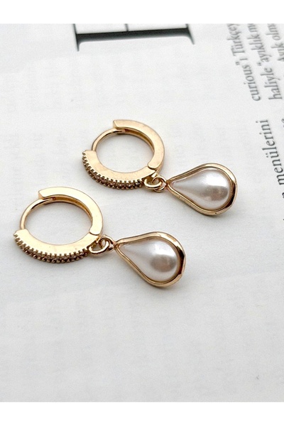 Siya Silver Damla İncili ve Zirkon Taşlı Çelik Küpe - 2,9 cm