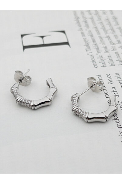 Siya Silver 18 Ayar Altın Kaplama Taşlı Vintage Çelik Küpe - 2 cm