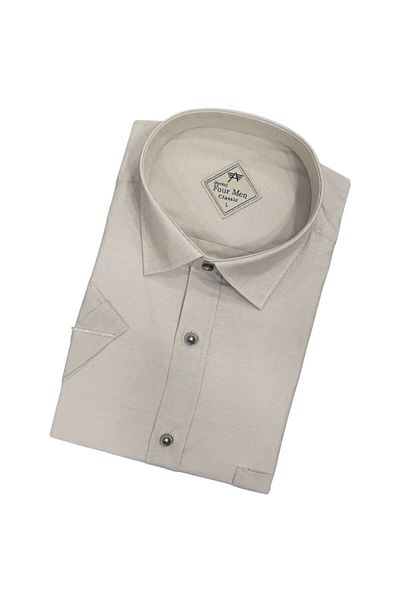 GÖMLEK GALERİSİ Men's Classic Relaxed Fit Pocket Plain Filafil Short Sleeve Shirt