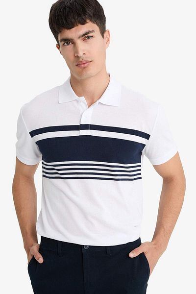 DeFacto Regular Fit Polo Neck Short Sleeve Striped Polo T-Shirt D7600Ax25Sp
