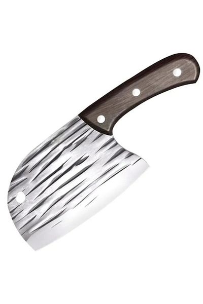 OEM Kitchen Cleaver, Stainless Steel Blade and Non-Slip Wooden Handle, Ergonomic, 25 cm, Brown