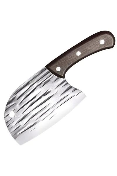 OEM Kitchen Cleaver, Stainless Steel Blade and Non-Slip Wooden Handle, Ergonomic, 25 cm, Brown
