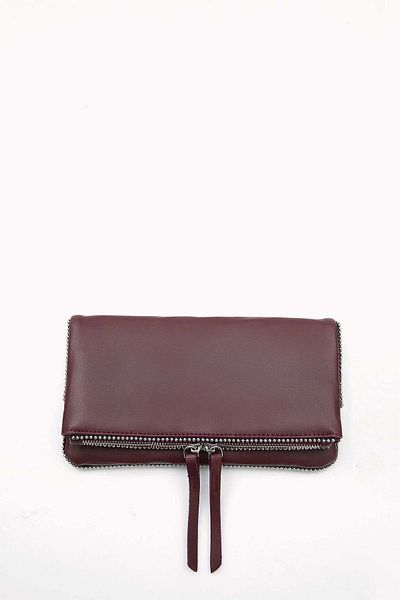 wecre8 Maroon Chain Trim Convertible Clutch by WECRE8