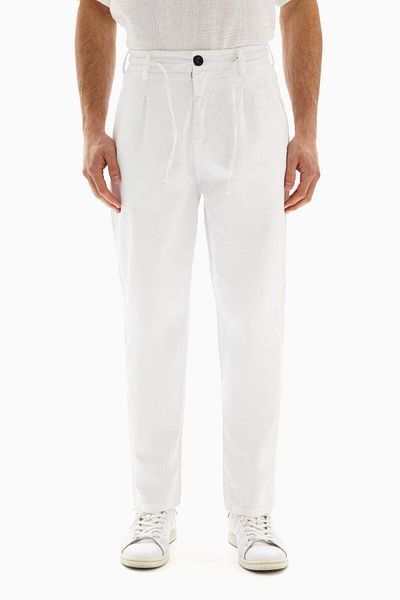 wecre8 White Drawstrings Slim Trousers By WECRE8