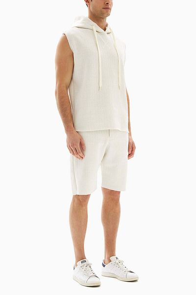wecre8 White Textured Set of Hoodie and Shorts By WECRE8