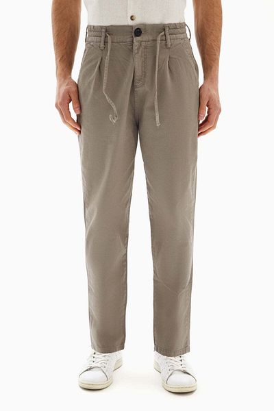 wecre8 Taupe Drawstrings Slim Trousers By WECRE8