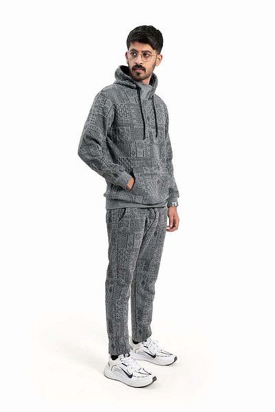 wecre8 Men Gray Hoodie and Pants Set by WECRE8