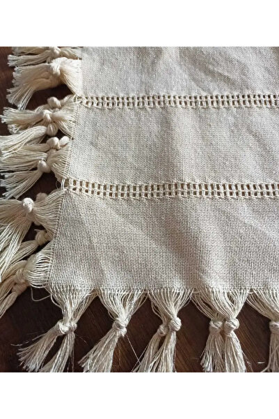 ZEYNO HOME TEKSTİL مفرش طاولة من الكتان اللامع باللون الفضي بمظهر مصنوع يدويً...