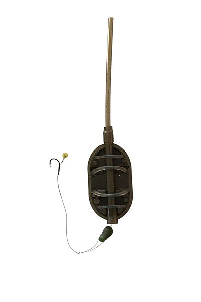 bzstore Set 5 Monturi Method Feeder L 40Gr, Carlig nr 10 cu banda, Forfac 7.5 cm, tija long cast