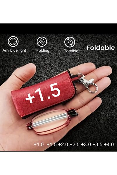zhara tech Folding blue light protection case screen close reading glasses (+1.5)