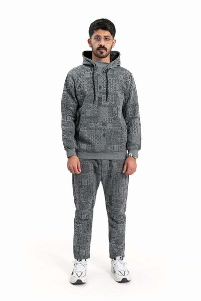 wecre8 Men Gray Hoodie and Pants Set by WECRE8