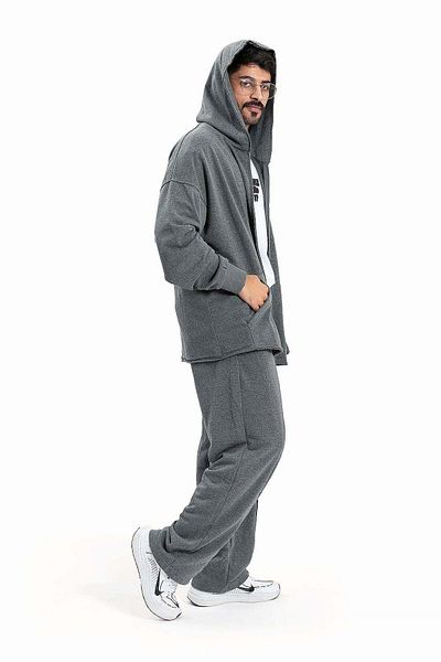 wecre8 Men Gray Hoodie Jacket and Pants Set By WECRE8