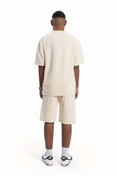 wecre8 Men Beige T-Shirt and Shorts Set By WECRE8