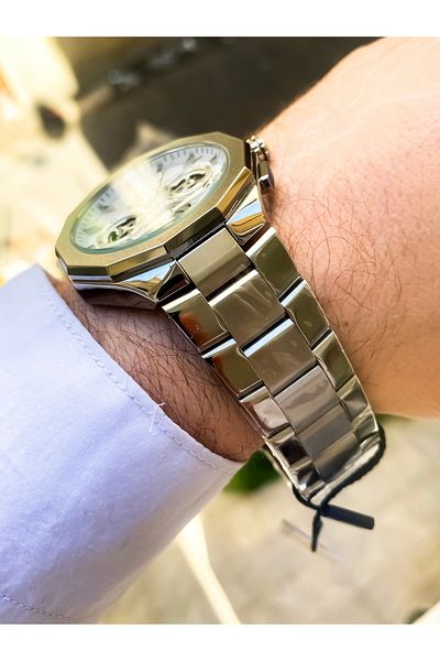Reward Men's Wrist Watch Waterproof Silver Color Steel Cord Bracelet Gift