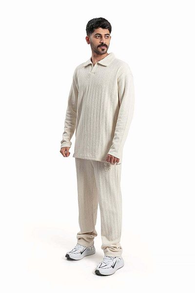 wecre8 Men Off-white Polo Sweater and Pants Set By WECRE8