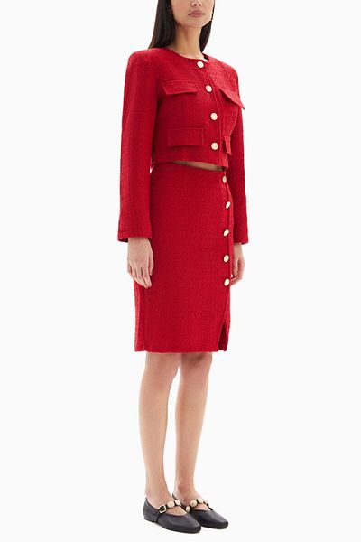 wecre8 Red Buttons Set of Jacket and Skirt By WECRE8