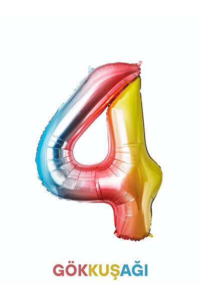 Bunloon Gökkuşağı Renk 4 Rakam Dev Folyo Balon 76 cm Doğum Günü Parti Süsleme