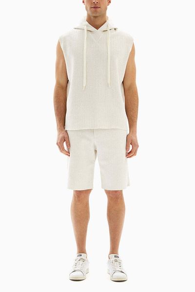 wecre8 White Textured Set of Hoodie and Shorts By WECRE8