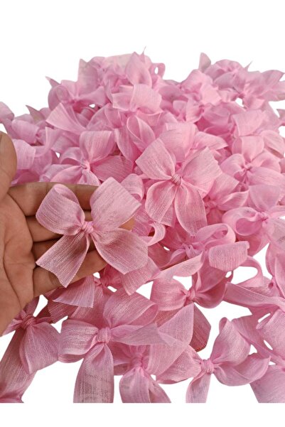 LAYLAEVENTS شريط كتان جاهز فيونكة -100 قطعة - وردي