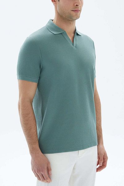 wecre8 Teal V-neck Polo Shirt By WECRE8