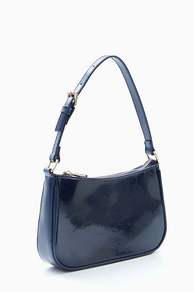 wecre8 Navy Patent Shoulder Bag by WECRE8