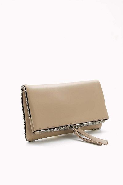 wecre8 Beige Chain Trim Convertible Clutch by WECRE8