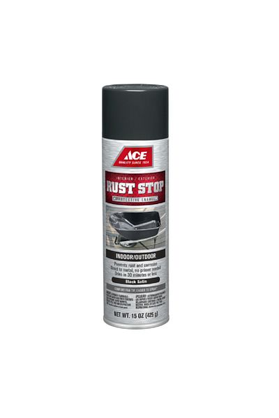 ACE Rust Stop Protective Enamel Spray Paint Black Satin 15oz