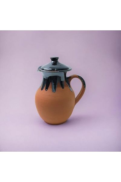 Generic إبريق ARK Dirtique Artisan Clay سعة 1 لتر - إبريق من الطين نصف المزجج، أنيق وعملي لكل ذوق
