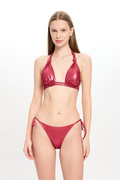 TOOSALTY Women's Leather Look Double Spaghetti Wide Triangle Bikini Set 25Sw019St