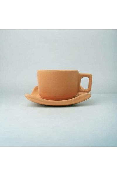 Generic ARK Terrapura Sustainable Earthenware Cup and Saucer Set – 6 Pieces, 120 ml x 6 Pieces