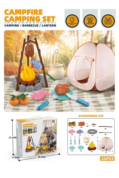 Point Plus Camping set with tent and barbecue accessories for children - ages 3 and up