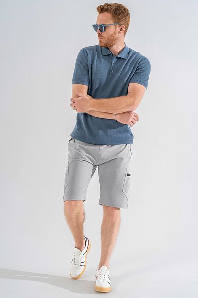 Souris Men's Light Gray Breathable Lycra Fabric 5 Pocket Outdoor Cargo Capri Shorts
