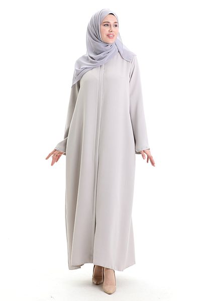sefamerve Modal Fabric Hürrem Sleeve Ferace 1904-04 Γκρι