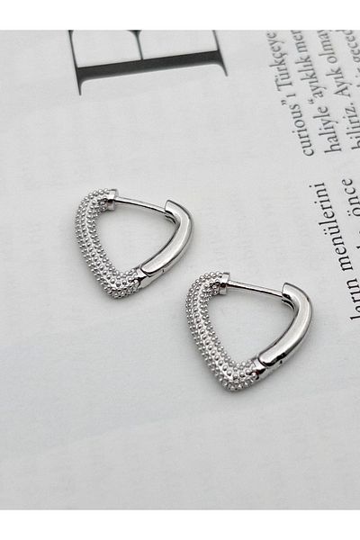 Siya Silver Minimal Heart Design Steel Earrings - 1.5 cm