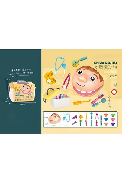Point Plus Smart Dentist Kit for Kids - 20 Pieces with Interactive Head and Play-Doh - Suitable for ages 3+