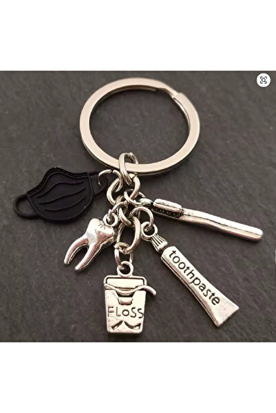marimari Breloc broșă dentară pentru stomatolog, accesoriu cu mască neagră