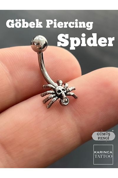 Karınca Piercing Spider Web Gothic Rock Metal Stone Navel Piercing Addams Family Wednesday