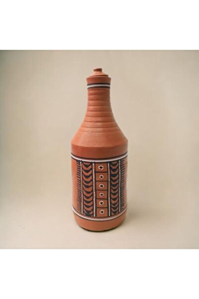 Generic ARK DhaaroVibes 1L Village Harmony Clay Bottle – Handcrafted Terracotta Water Bottle, Eco-Friendly